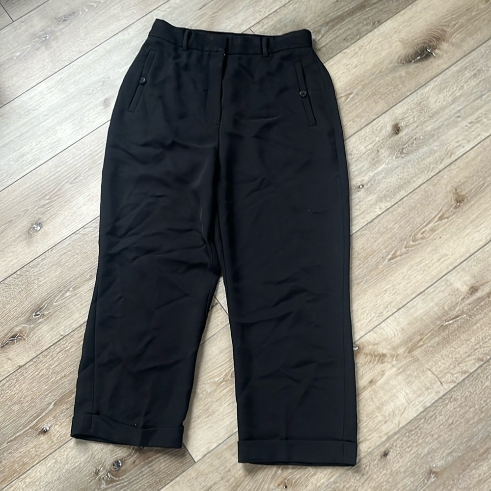 Aritzia Babaton Cambus Pant Trouser Black Cuffed High Waisted